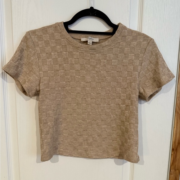 KIRIOUS LOS ANGELES Tops - Checkered Tan Crop Top